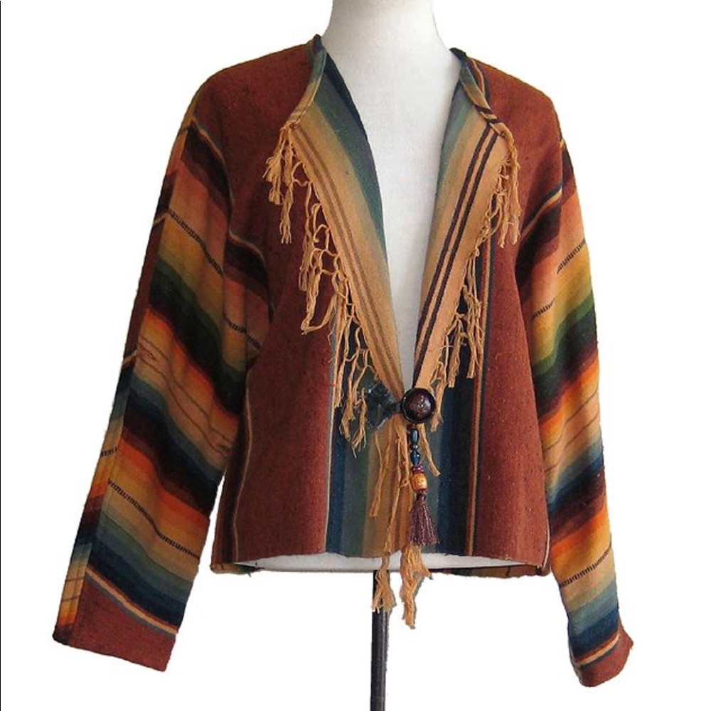 Vintage Karen Wilkinson Santa Fe Serape maxi coat.